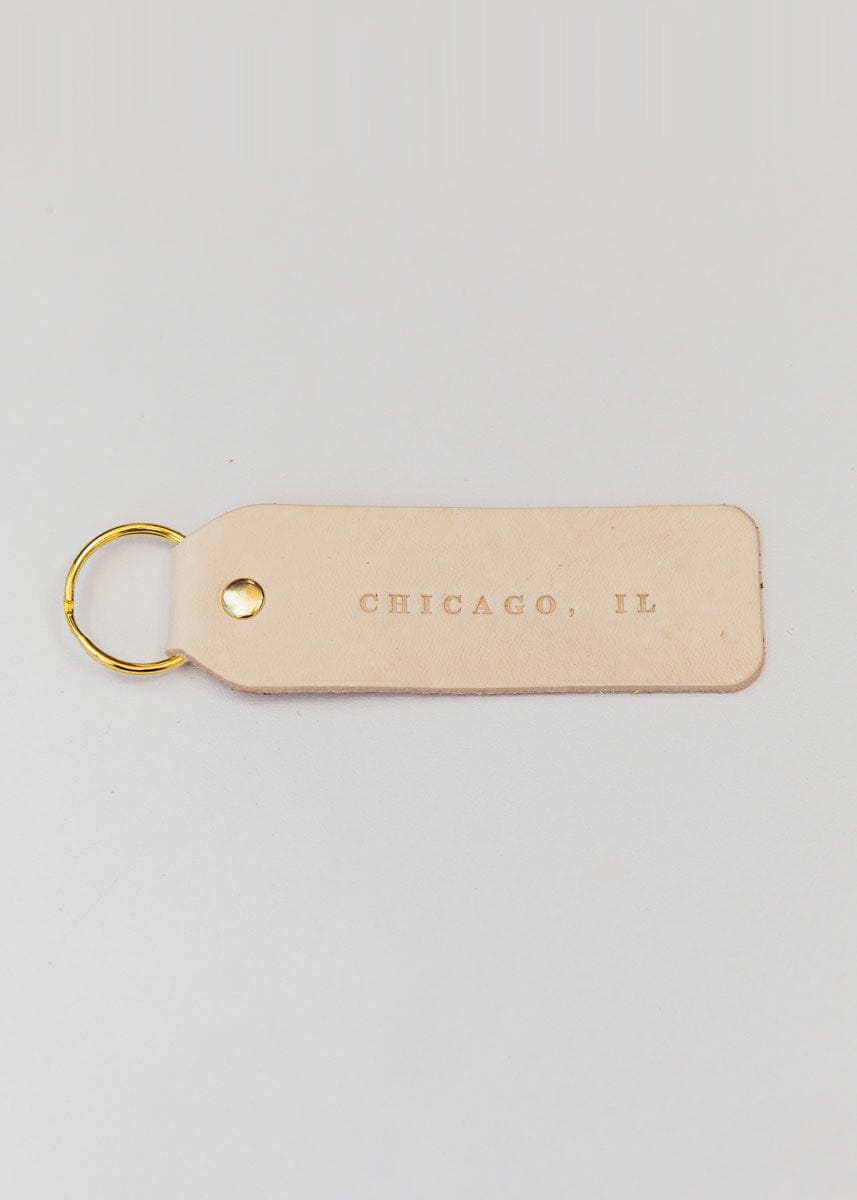 Hand Stamped Leather Keychain - Chicago, IL