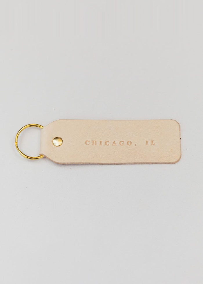 Hand Stamped Leather Keychain - Chicago, IL