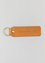 Hand Stamped Leather Keychain - Chicago, IL