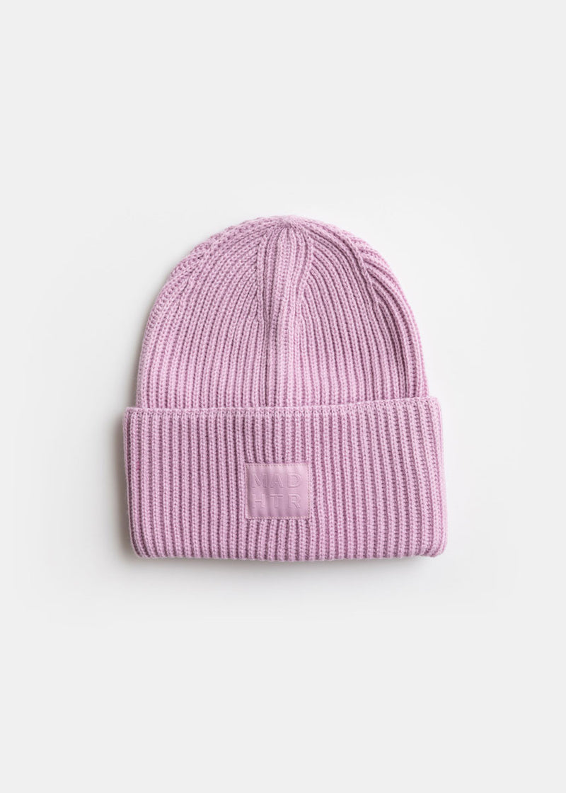 Adult Mad Hatter Ribbed Knit Beanie - Orchid