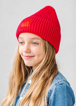 Youth Mad Hatter Ribbed Knit Beanie - Red