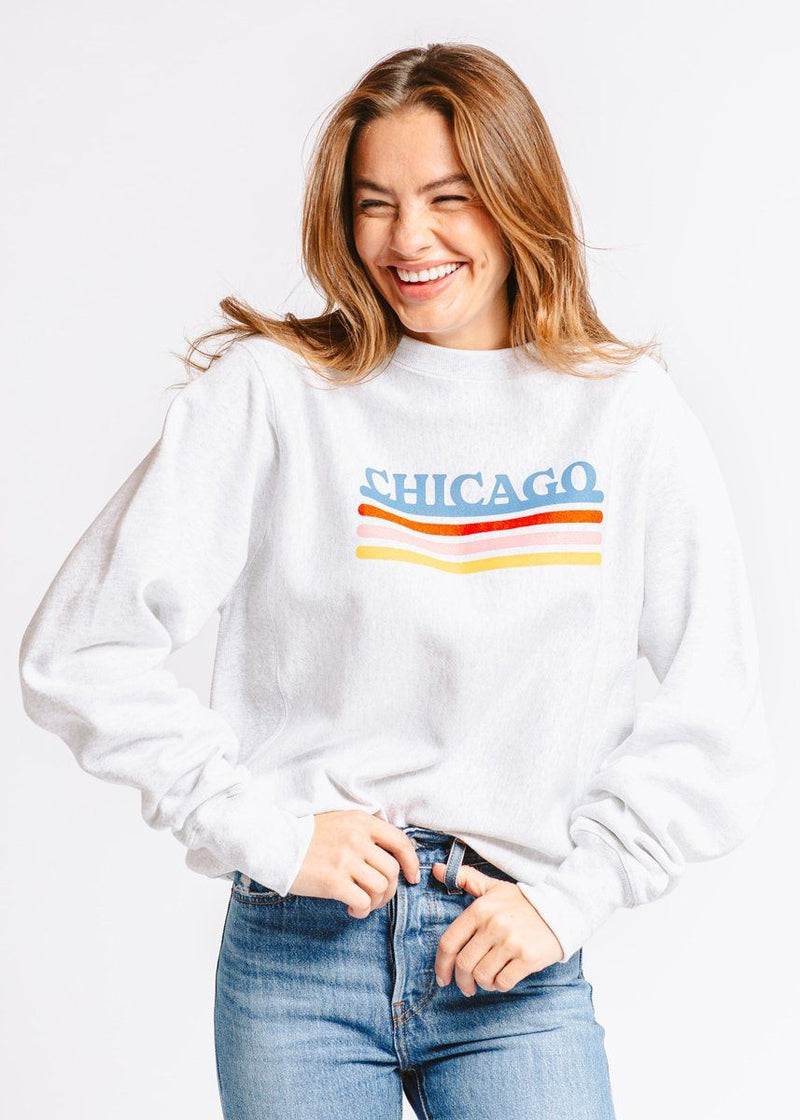 Chicago Retro Stripe Champion Sweatshirt - Blue Combo – Alice & Wonder