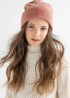 Youth Mad Hatter Knit Cuff Beanie - Rose