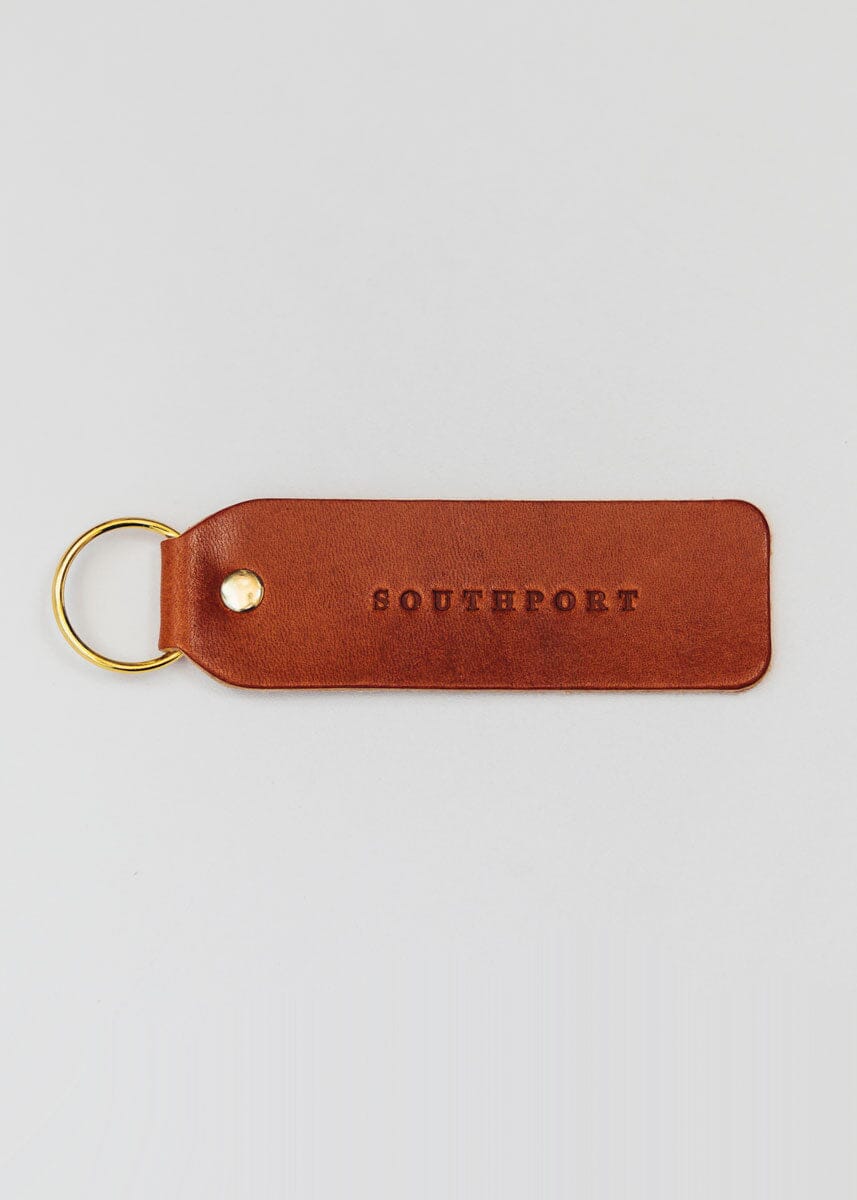 Hand Stamped Leather Keychain - Southport
