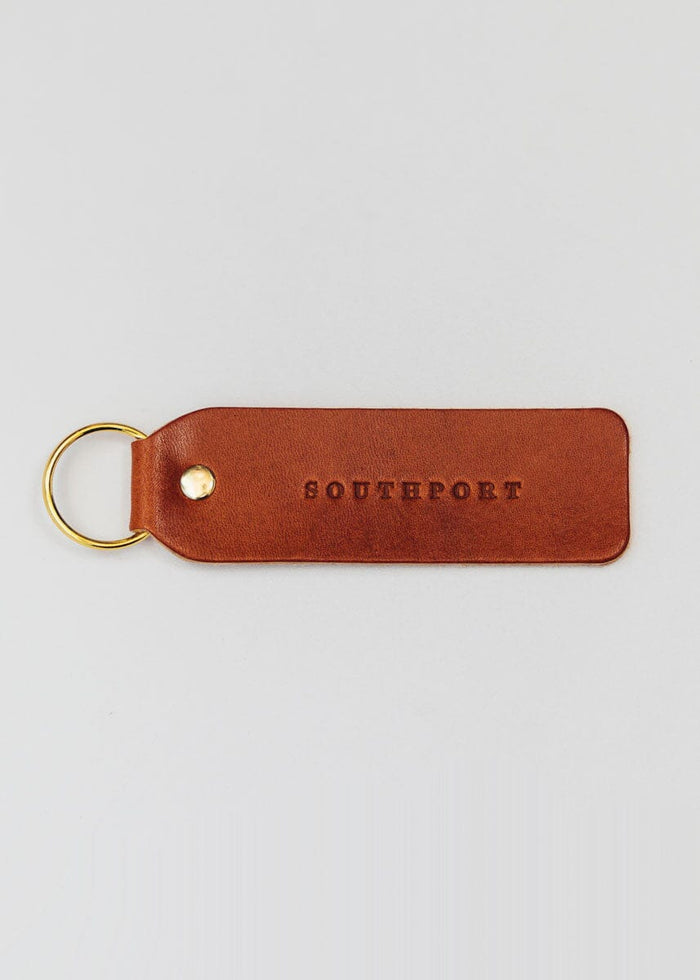 Hand Stamped Leather Keychain - Southport