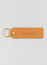 Hand Stamped Leather Keychain - Southport