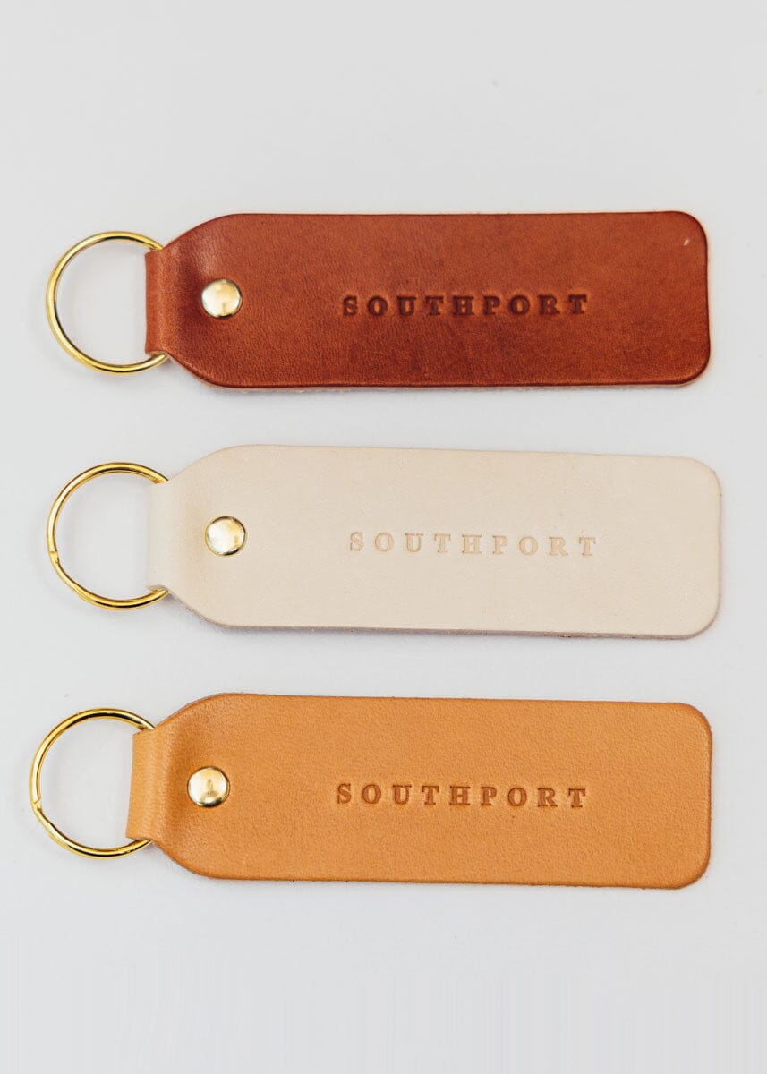 Hand Stamped Leather Keychain - Southport