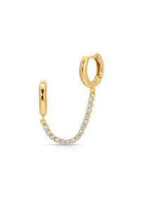 Super Fly Double Piercing Tennis Huggie Hoop