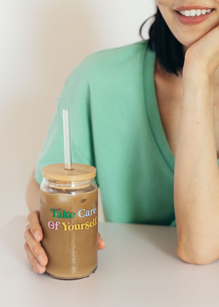 Bamboo Lid + Glass Straw