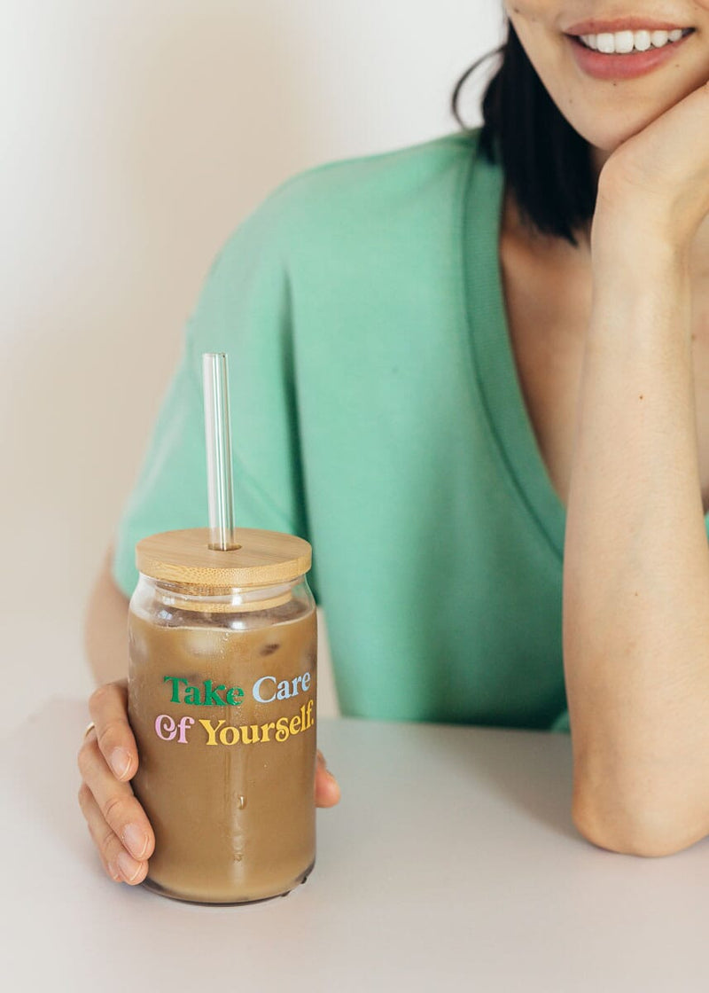 Bamboo Lid + Glass Straw