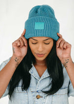 Adult Mad Hatter Ribbed Knit Beanie - Teal