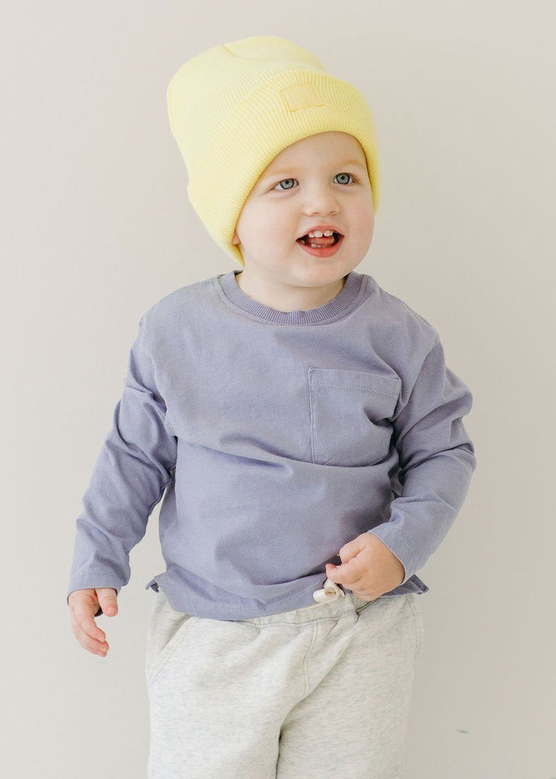 Toddler Mad Hatter Knit Cuff Beanie - Lemon