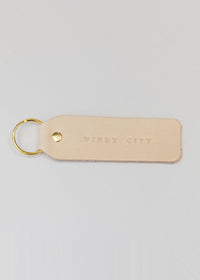 Hand Stamped Leather Keychain - Windy City