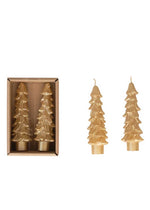 Short Tree Shaped Taper Candles - Gold