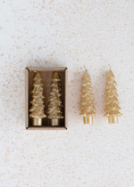 Short Tree Shaped Taper Candles - Gold