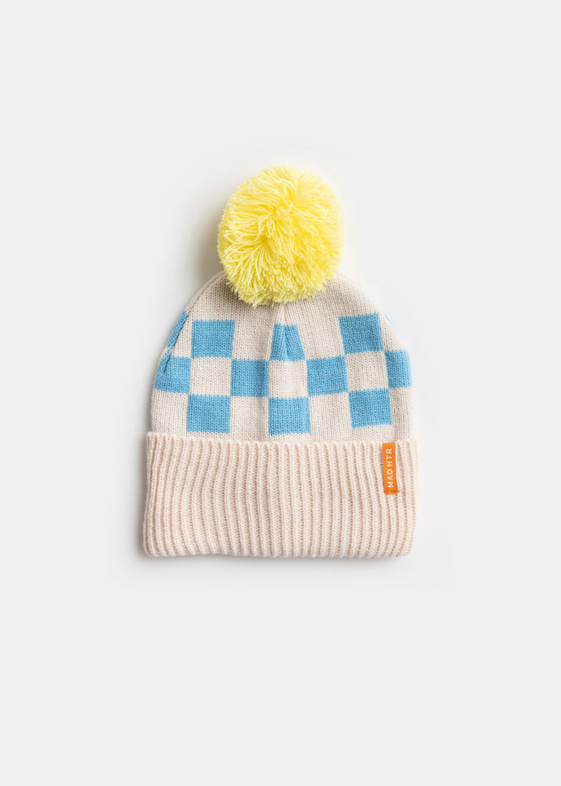 Youth Mad Hatter Checkered Beanie - Blue