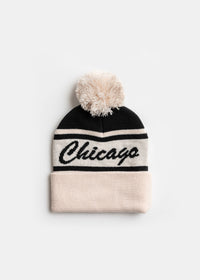 Youth Mad Hatter Chicago Pom Beanie - Black Script