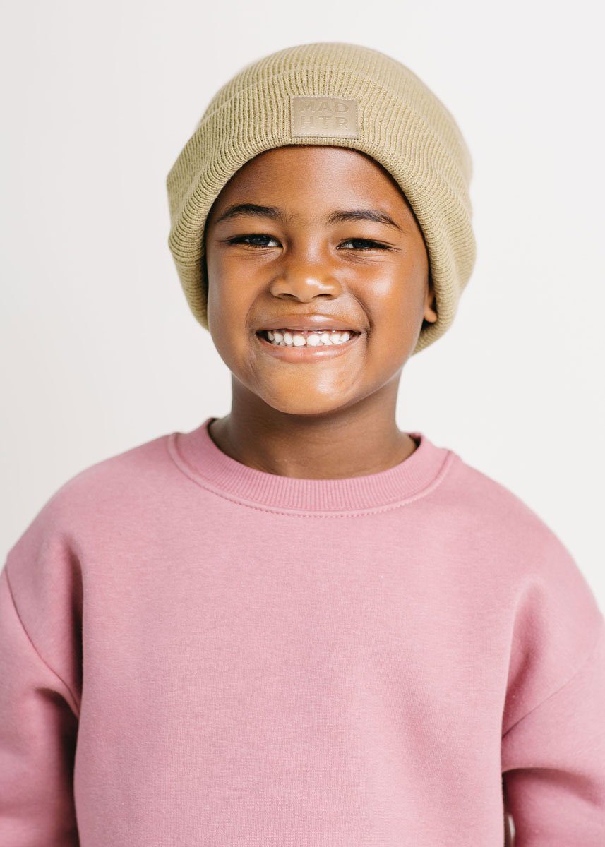 Youth Mad Hatter Knit Cuff Beanie - Olive